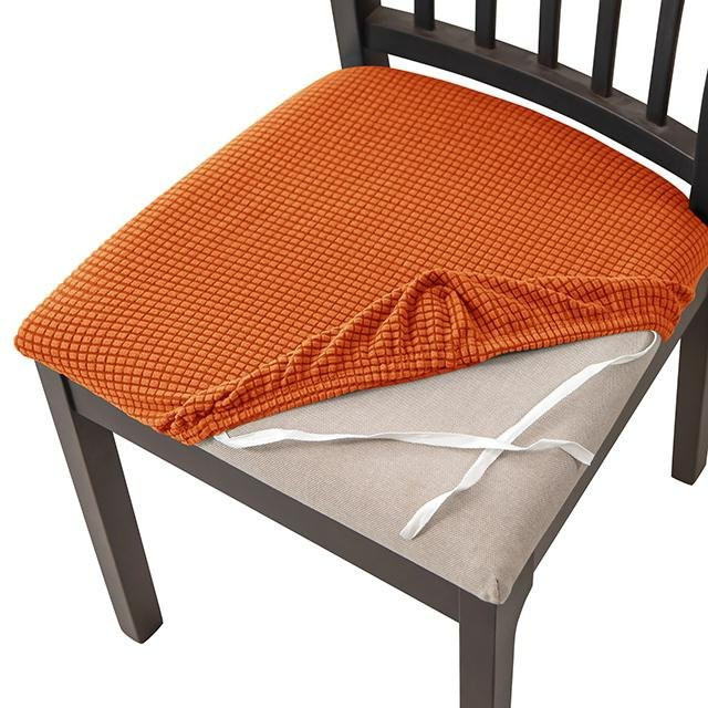 BRHUIXUE Spandex-Jacquard-Stuhlkissenbezüge für Esszimmerstühle, elastische Sitzbezüge in Orange, 2 Stück - Bild 1