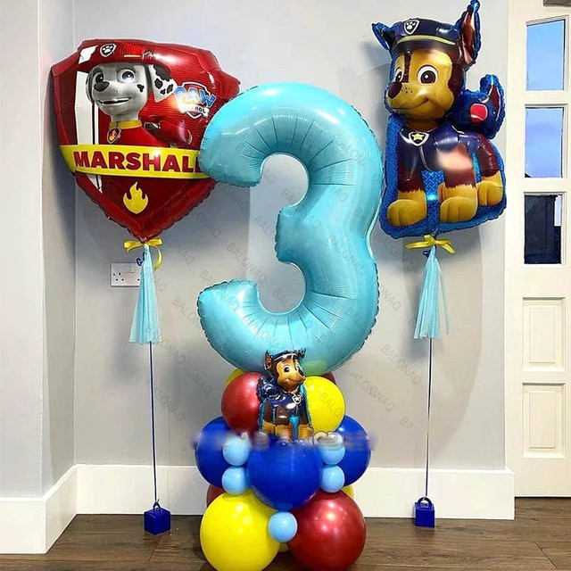 Paw Patrol Ballon, 15-teiliges Set, Cartoon Ryder Chase Marshall Skye Rocky Ruby Zuma Everest Charakter, DIY Party Dekor - Bild 1
