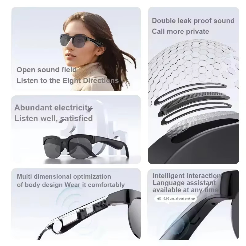 Lenovo 8K HD KI-Smart-Brille für Herren mit KI-Übersetzung, Freisprechfunktion und Musikwiedergabe in Schwarz und Transparent - Bild 3
