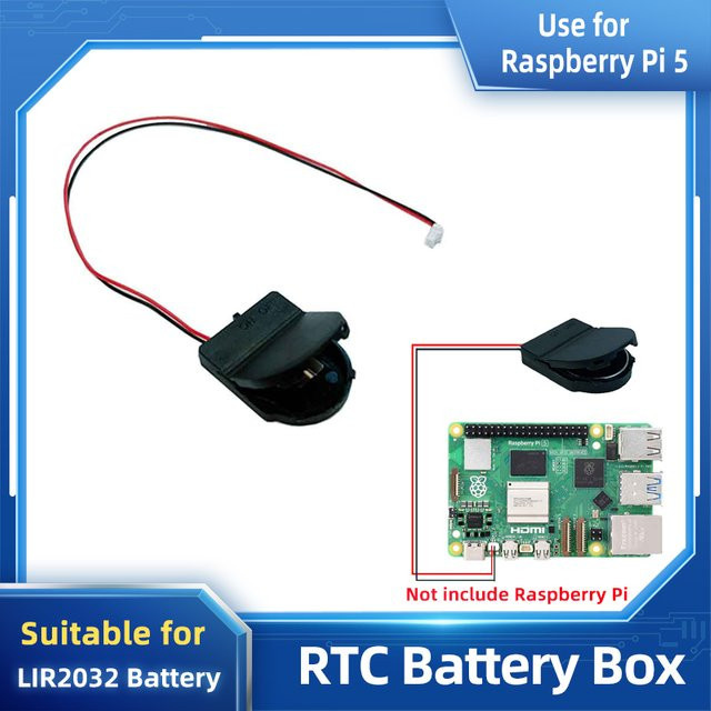 SHCHV RTC-Batteriebox Echtzeituhr-Halterung für Raspberry Pi 5 in Schwarz (CR2032-Batterie nicht enthalten) - Bild 1