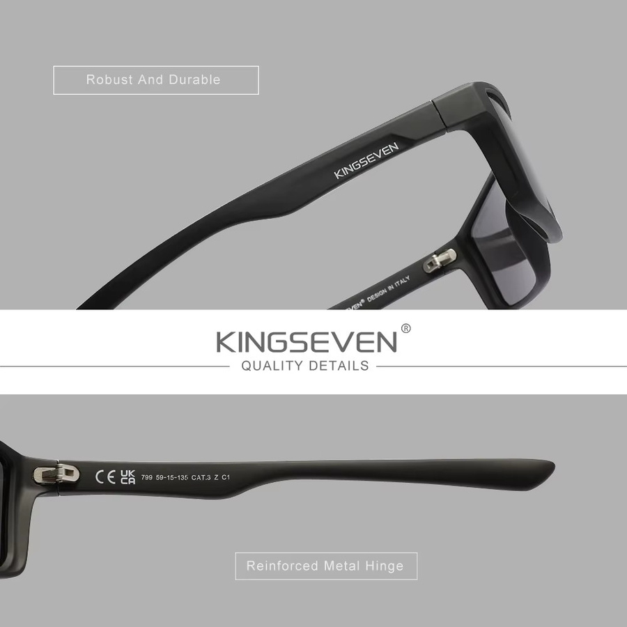 KINGSEVEN Sonnenbrille, Quadratisch, Vollrand, Kunststoff, Unisex - Bild 3