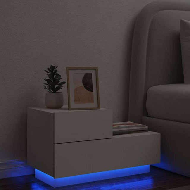 VIDAXL Nachttisch mit integrierter weißer LED-Beleuchtung in Weiß, B/T/H: 70 x 36 x 40,5 cm - Bild 1
