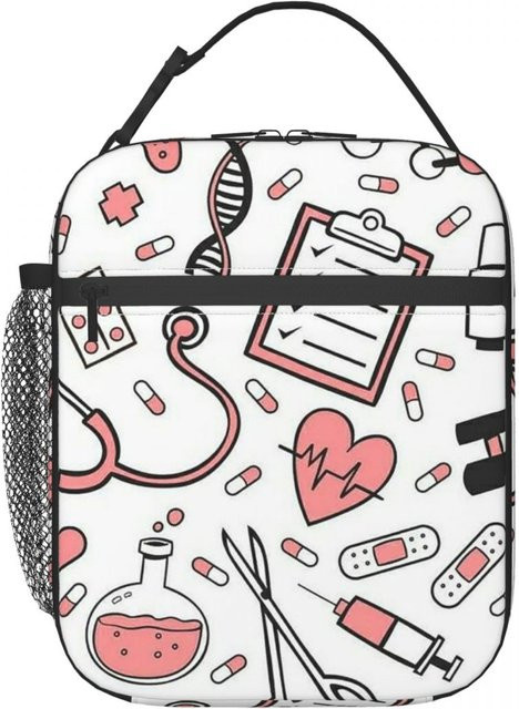 Isolierte Lunchtasche Fancy Style Studio für Damen und Kinder mit Medizin-Motiv in Weiß - Bild 1