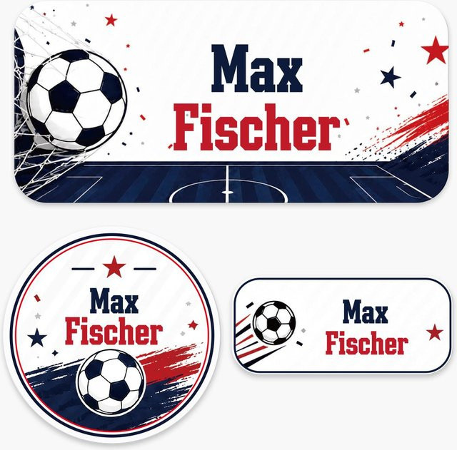 140 Stück Personalisierte Fußball-Namensetiketten Aufkleber von Binchi Outdoor Product, Wasserdichte individuelle Namensschilder für Flaschen und Sportausrüstung, Blau - Bild 1