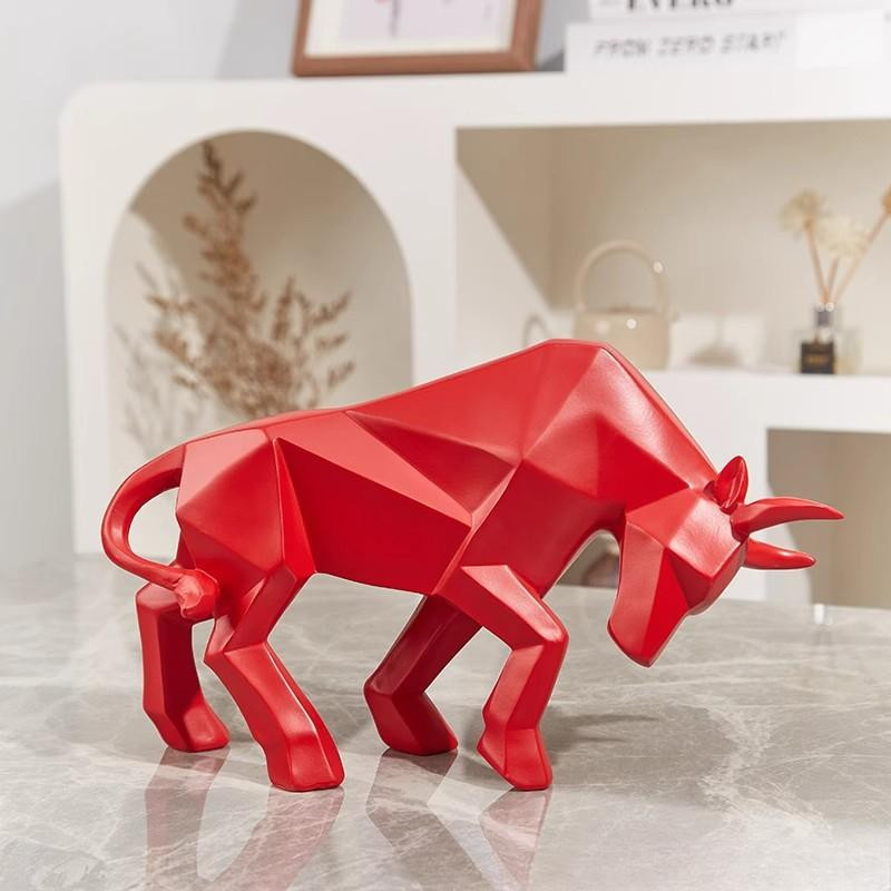 Kuh Ornament Maskottchen von Yiran Furniture in Schwarz Weiß Rot aus Kunstharz für moderne Büro und Wohnzimmer Dekoration, B/T/H: 20,0 x 10,0 x 10,0 cm - Bild 1