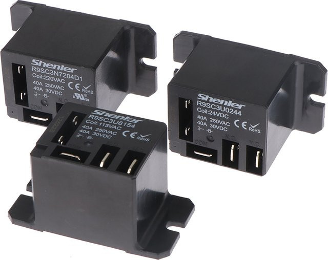 Ersatzrelais NT90TPNCE220CB Typ R9sc3n7204d1 in Schwarz mit 40A Hochstrom für 220V, 115V oder 24V - Bild 1