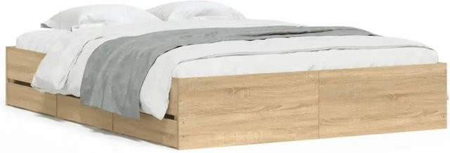 vidaXL Bettgestell mit Schubladen Sonoma-Eiche Braun, B/T/H: 140 x 190 x 143 cm - Bild 1