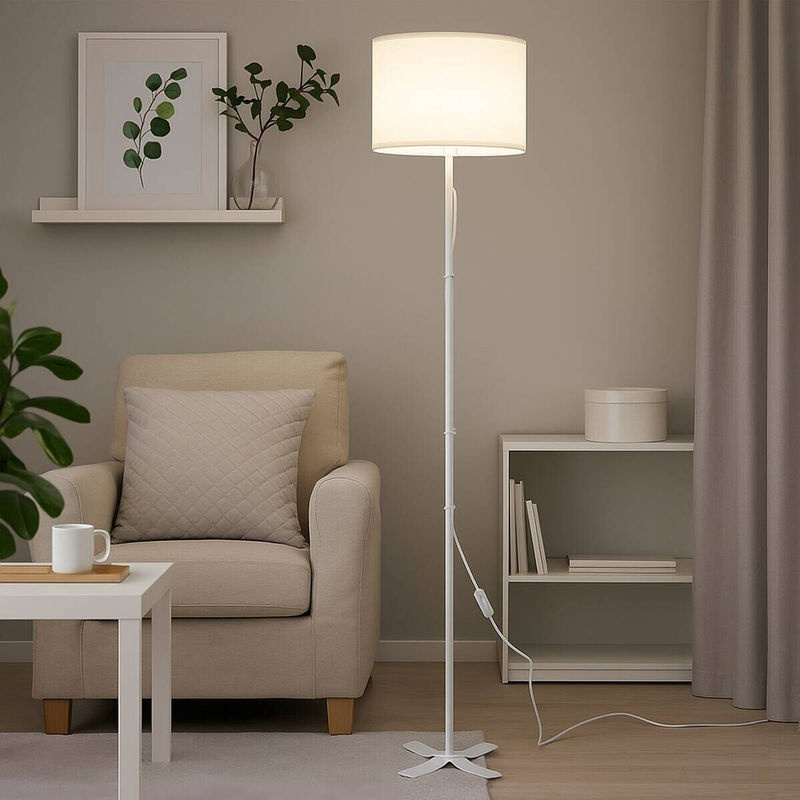 POCOline Stehlampe Zero in Weiß aus Metall und Kunststoff mit E27 Fassung, Höhe: 143 cm, Durchmesser: 28 cm - Bild 2