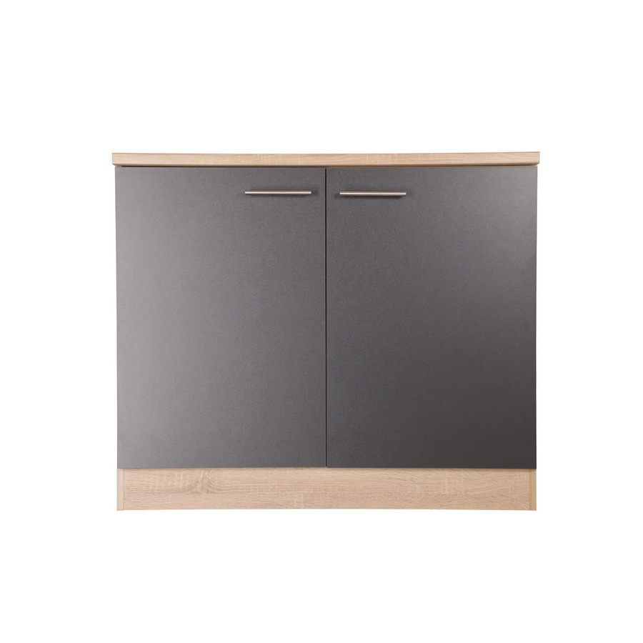 Respekta Küchen-Spülenunterschrank Merle in Grau mit Soft-Close-Türen und internen Regalböden, B/H/T: 100 x 84,8 x 60 cm - Bild 2