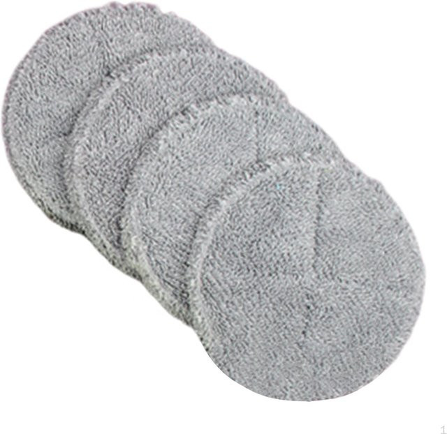 Dewdroop 4er-Pack Ersatzköpfe für elektrischen Mopp, runde Mikrofaser-Mopp-Pads zum Schrubben von Böden, grau - Bild 1