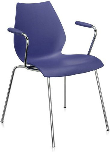 Kartell Maui Armlehnstuhl in Blau aus Polypropylen mit verchromtem Stahlgestell - Bild 1