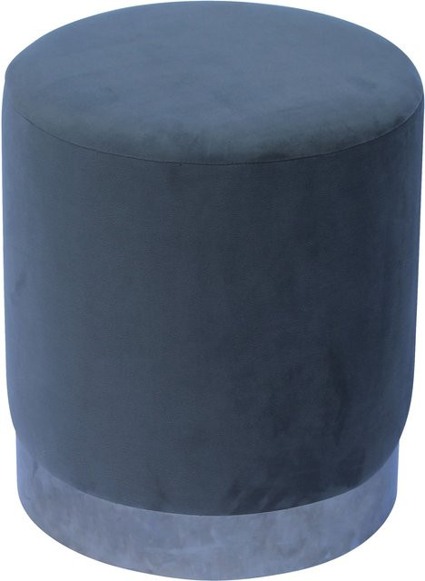Casa Nova Hocker modern mit Samtbezug und Metallgestell in Grau, Silber oder Blau, Durchmesser: 34 cm, Höhe: 38 cm - Bild 1