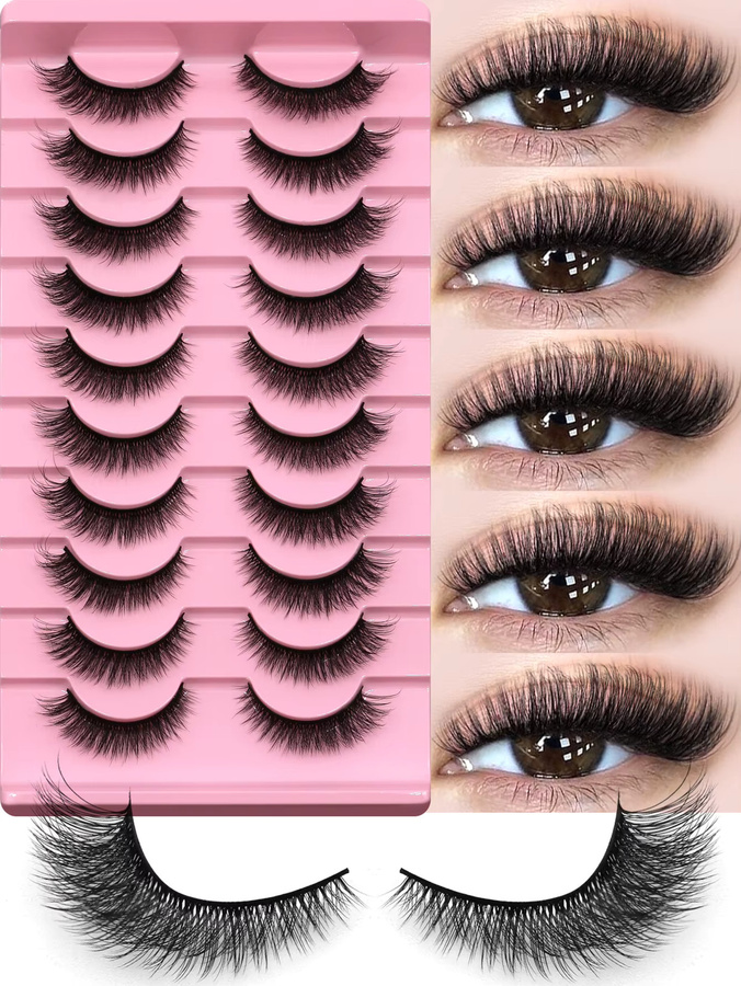VELTRINAY Falsche Wimpern, 3D Faux Nerz, Wispy Volumen, Unisex - Bild 2