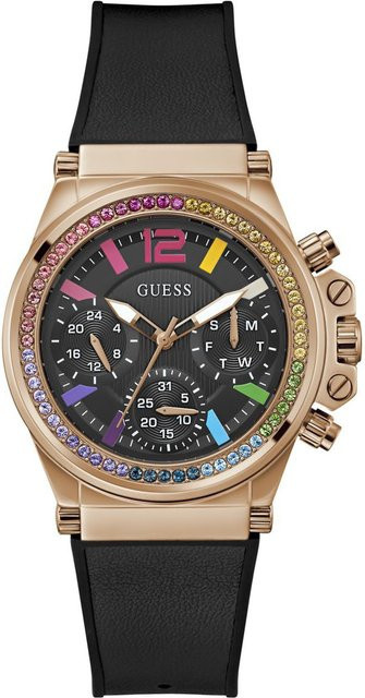 Guess Armbanduhr, Quarz, Edelstahl, Silikon, Schwarz, 38 mm, Damen - Bild 1