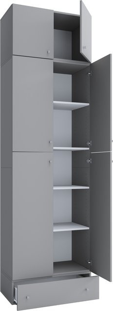 VCM Büroschrank Lona in Grau mit Drehtüren, Aufsatz und Schublade, B/H/T: 70 x 240 x 39 cm - Bild 1