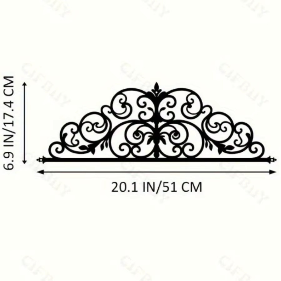 CIFBUY Art Deco Iris Scroll Metall-Wandkunst in Schwarz mit floralem Blumenmotiv - Bild 3