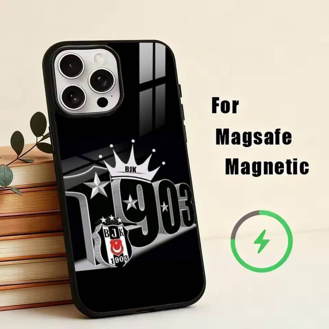 Besiktas BJK-1903 Handyhülle für Apple iPhone 11 bis iPhone 17, Magnetisch für MagSafe Kabelloses Laden, Schwarz - Bild 1