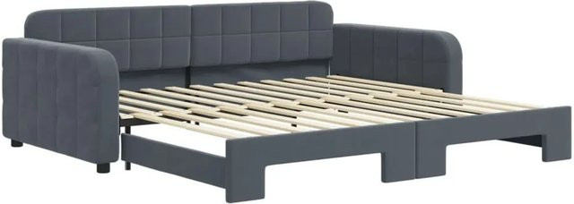 vidaXL Ausziehbares Tagesbett aus Samt in Dunkelgrau mit Schlaffunktion, Breite: 100–120 cm, Länge: 200 cm - Bild 1