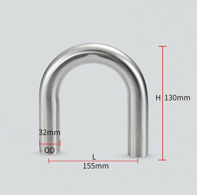 U-förmiges 180-Grad-Rohr aus Edelstahl 304 in Silber, Durchmesser: 51 mm, 32 mm - Bild 1