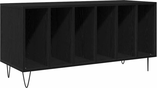 vidaXL Schallplattenschrank in Schwarz und Eichen-Optik, moderner Aufbewahrungsschrank für dein Wohnzimmer, B/T/H: 100 x 38 x 48 cm - Bild 1