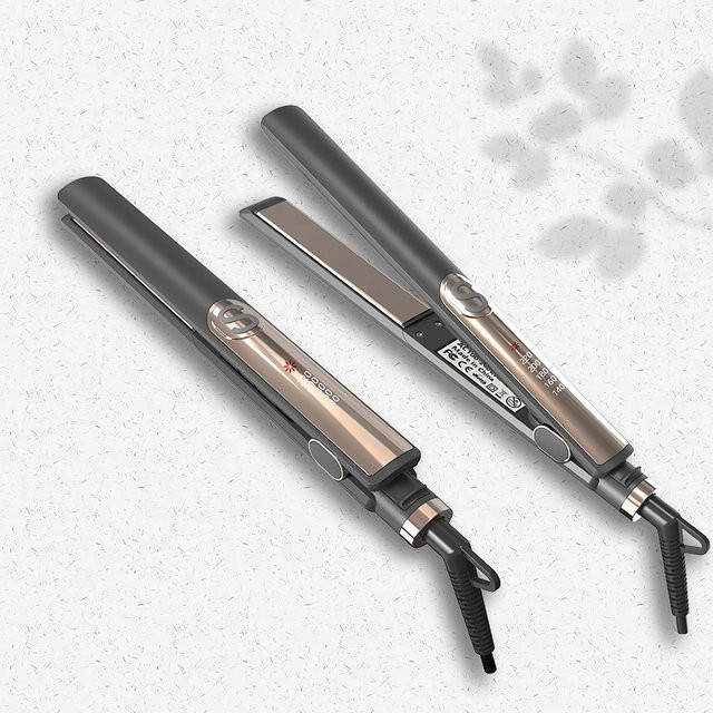 Keramik-Turmalin-Glätteisen, 2-in-1 Haarglätter und Lockenwickler, Schwarz - Bild 1
