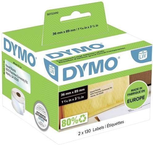 Dymo Adressetiketten LabelWriter Transparent, 260 Stück, B: 89 mm, H: 36 mm - Bild 1