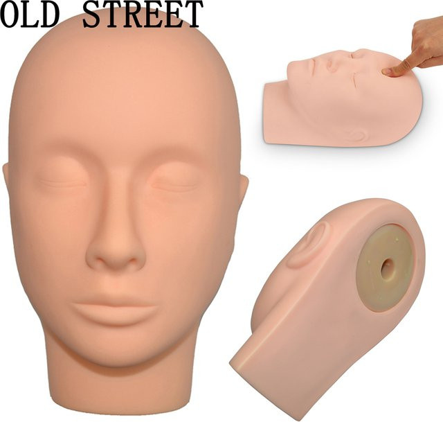 Old Street Trainingspuppe Silikon Flachkopf für Wimpernverlängerung - Bild 1