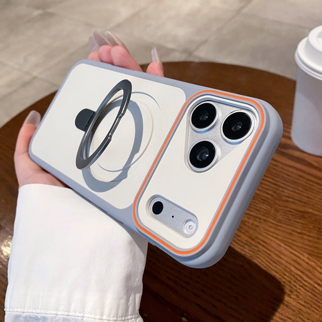 szHAIyu MagSafe Handyhülle mit Metallringhalter für iPhone 11 bis 17 Pro Max Plus, Magnetische Stoßfänger Schutzhülle aus PC, Farbe: Blau - Bild 1