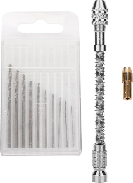 Neoglint Tragbarer halbautomatischer Stiftstock Handbohrer aus Edelstahl in Silber für Schmuck und DIY-Herstellung - Bild 1