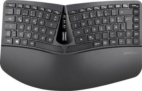 Perixx Ergonomisches Funk Tastatur und Maus Set in Schwarz mit QWERTZ Deutsch Layout - Bild 1