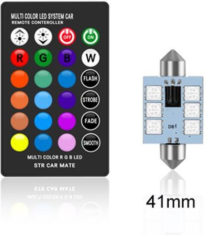 C5W RGB LED Auto Innenbeleuchtung mit Fernbedienung, Mehrfarbige Dome- und Leselampe für 12V, 41mm - Bild 1