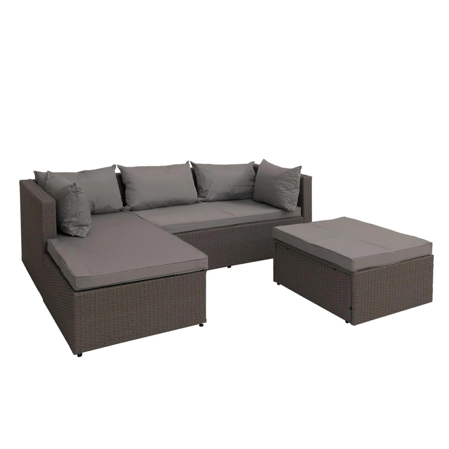 MCW Poly-Rattan Lounge-Set O46 in Grau mit hellgrauen Sitz- und Rückenpolstern - Bild 3