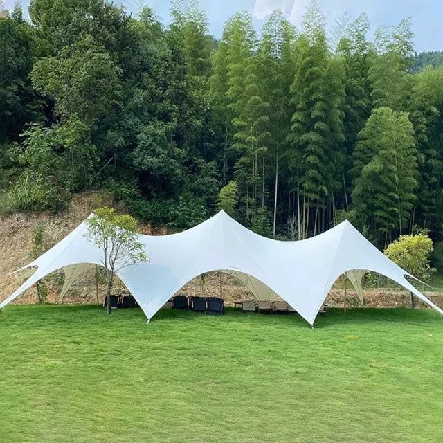 YTYIN Professionelles Dreifach-Spitzzelt in Weiß für Großveranstaltungen und Festivals B/T/H: 20 x 8,6 x 4,5 m - Bild 1
