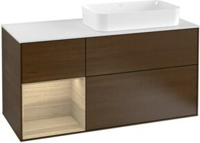 V&B Waschtischunterschrank Finion mit Regalfach links in Walnuss, B/T/H: 120 x 50,1 x 50,1 cm - Bild 1
