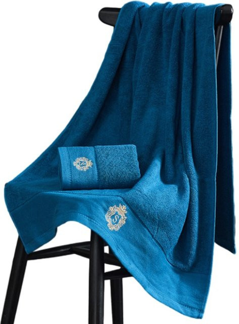 SkaEsp Toallas Baumwollhandtuch mit Bestickung, Blau, Breite: 70 cm, Länge: 140 cm - Bild 1