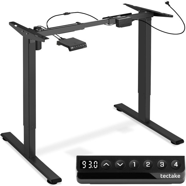 tectake Tischgestell Piotr elektrisch höhenverstellbar und breitenverstellbar, Schwarz, B/T/H: 85 - 129 x 65 x 71 - 121 cm - Bild 1