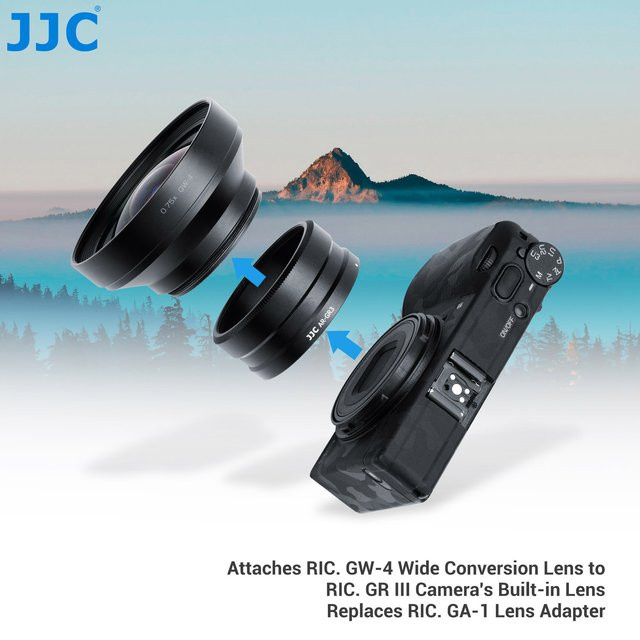 JJC AR-GR3 Objektivfilter-Adapter in Schwarz für Ricoh GR III und Ricoh GR III HDF, kompatibel mit GW-4 Wide Conversion Lens, Filterdurchmesser 49 mm - Bild 1
