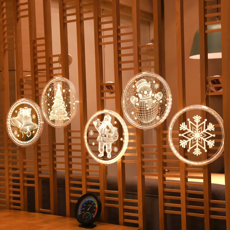 Weihnachts-LED-Fensterdekoration mit 3D-Saugnapf in Form von Santa und Schneemann, warmweiß, Höhe: 16 cm - Bild 4