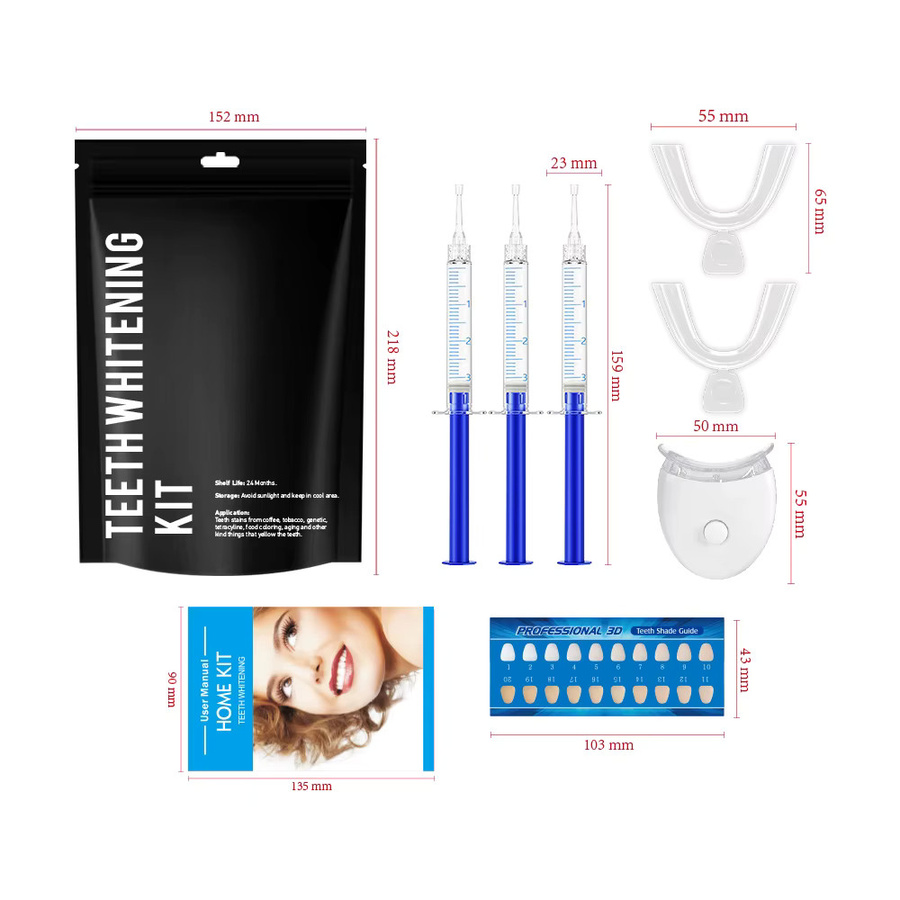 Glorysmile Zahnaufhellungs-Set mit LED-Licht, 3ml Gel-Spritzen, Remineralisierungs-Gel und Aufhellungsschale - Bild 5