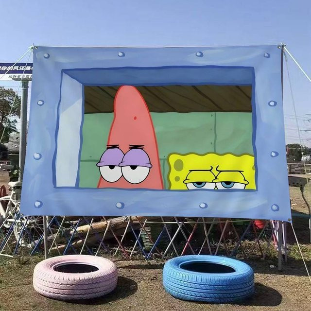 KAYOU SpongeBob Oktopus Bruder Cartoon Anime Wandbanner Blau, Rechteckige Textil-Flagge zur Dekoration - Bild 1