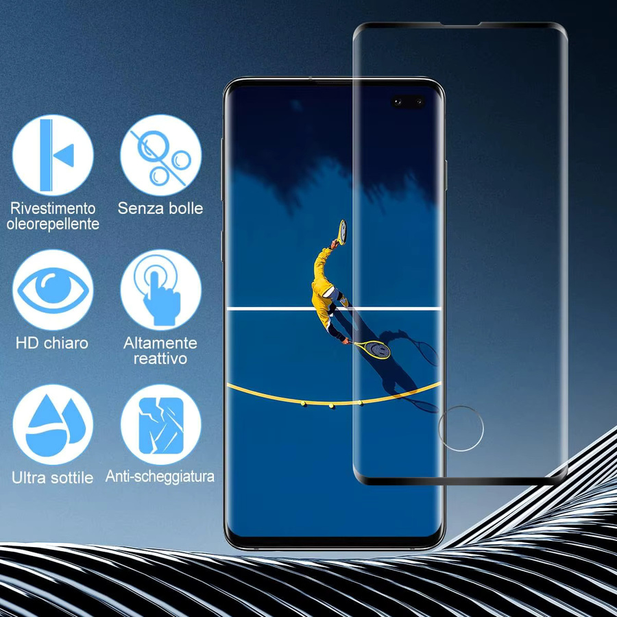Displayschutzfolie aus gehärtetem Glas für Samsung Galaxy S10Plus und S10+ Serie, transparent, 1/4 Stück - Bild 2