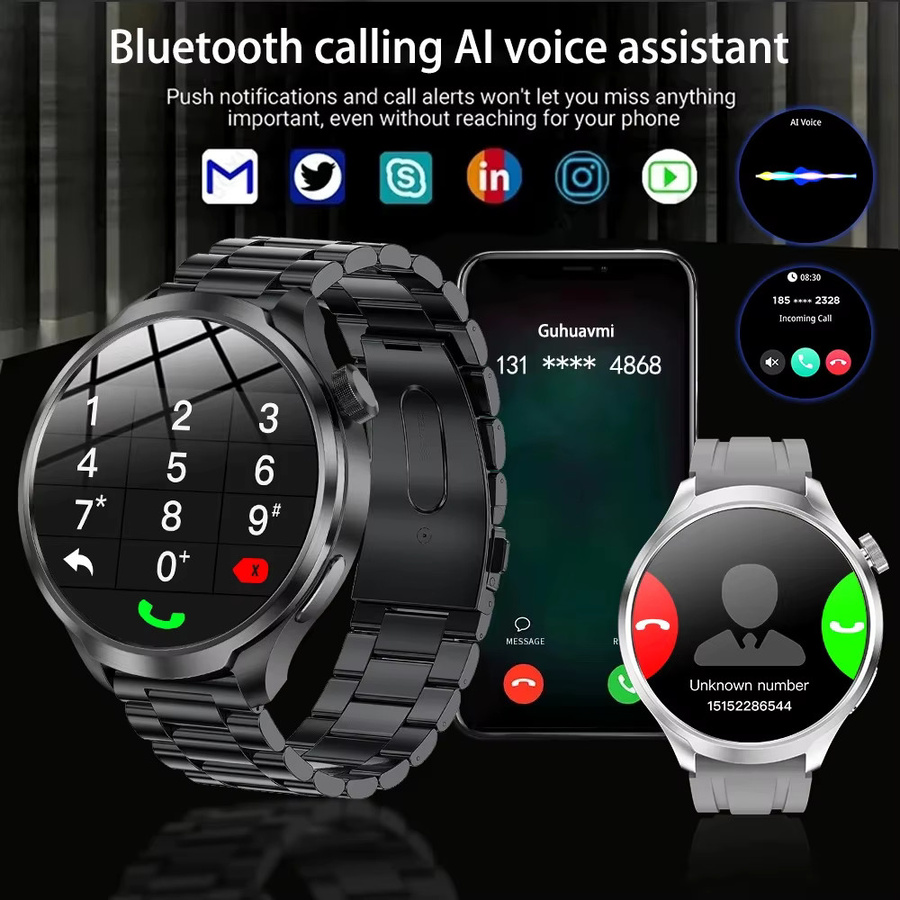 KAVSUMI Smartwatch, Schwarz, GPS, NFC, Bluetooth, Herren - Bild 2