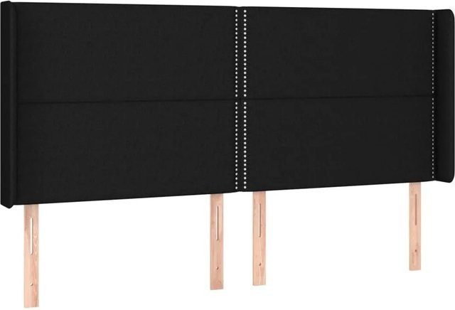 vidaXL Kopfteil mit Ohren in Schwarz aus Stoff, Breite: 203 cm, Tiefe: 16 cm, Höhe: 118 cm bis 128 cm - Bild 1