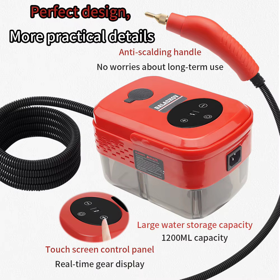 Handheld Dampfreiniger BALASHOV Hochtemperatur-Dampfmaschine für Haushalt und Küche in Weiß-Rot - Bild 3