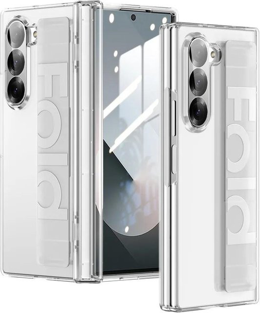 Stoßfeste Silikon-Handgelenkband-Schutzhülle mit Scharnierschutz für Samsung Galaxy Z Fold 6 und Galaxy Z Fold 5, transparent - Bild 1