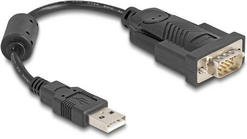 Delock USB 2.0 auf Seriell Adapter in Schwarz, 1x USB-A auf 9-polig RS232, 61549, Länge: 0,25 m - Bild 1