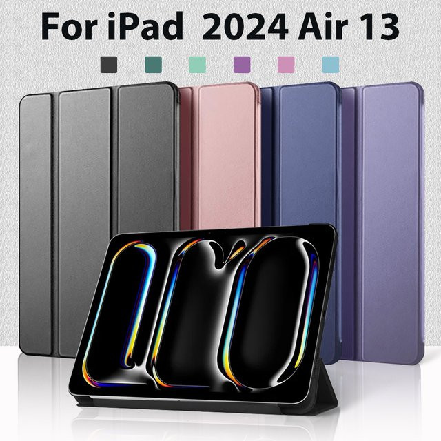 Qukam Schutzhülle für iPad Air 13 2024 und iPad Air 11 Zoll M1 M2, magnetisch faltbar, PU-Leder, Schwarz - Bild 1
