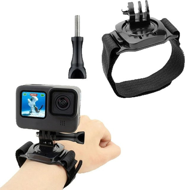360 Grad rotierende Handschuh-Handgelenkhalterung für GoPro, DJI Osmo Action und Action-Kameras, Farbe: Schwarz - Bild 1