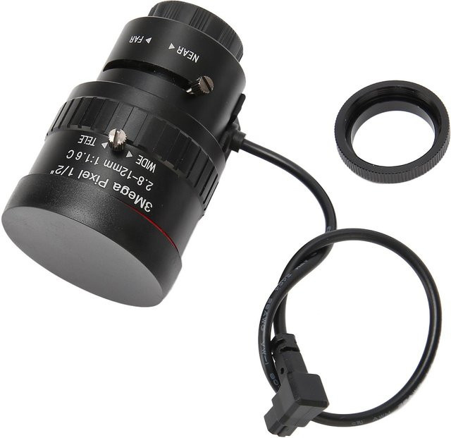 Honor Electronics C-Mount Industrieteleobjektiv mit manuellem Zoom 2,8-12 mm, 3 MP, F1.6, 12 Zoll, Farbe: Schwarz - Bild 1