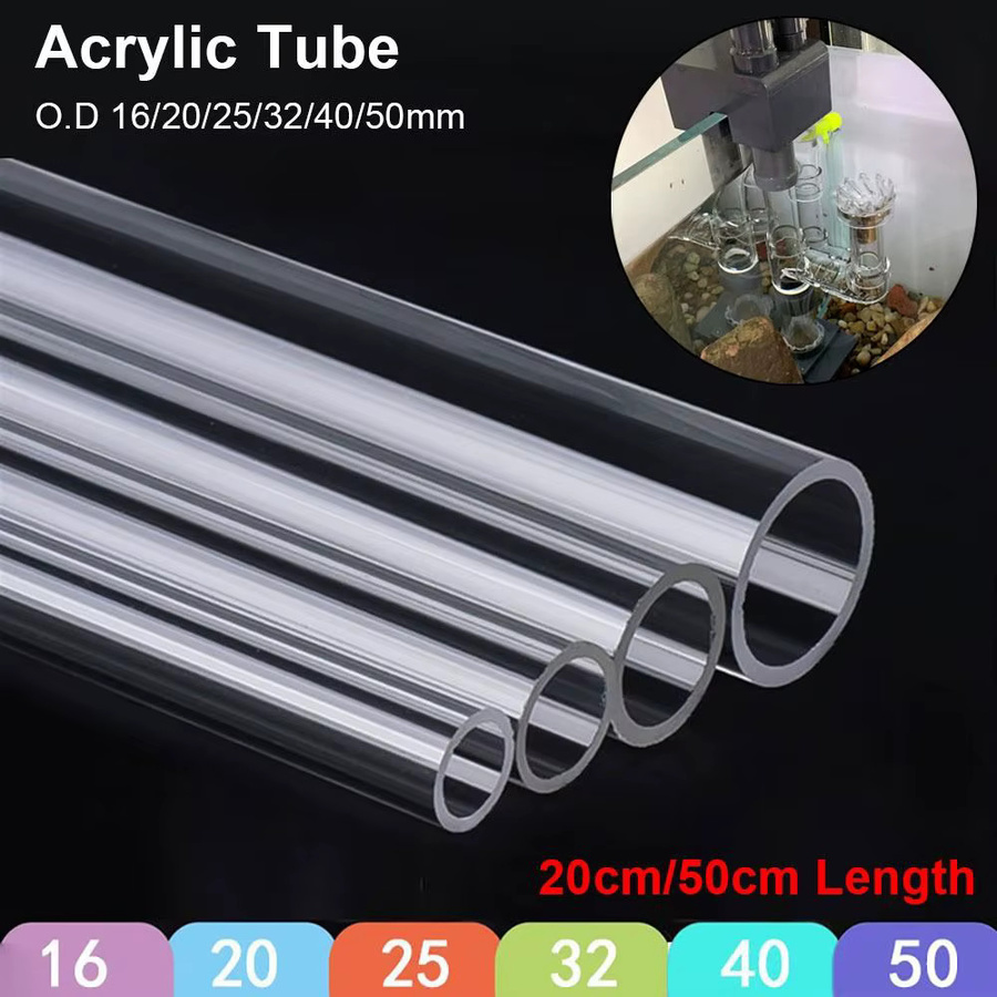Transparentes Acryl Rohr für Aquarium und Hydrokultur, Durchmesser: 16 mm bis 50 mm, Länge: 20 cm oder 50 cm - Bild 1